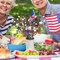 4th of July Decorations Artificial Patriotic Floral Picks with Vase, Artificial Berry Stem Picks Star Shaped for Independence Day Red White Blue Decor for Home Office Wedding Centerpieces